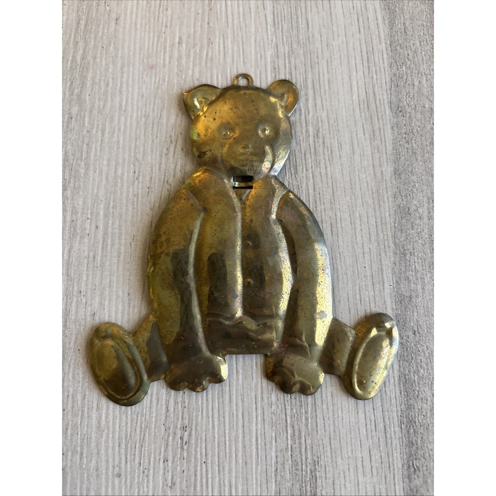 Vintage DEPT 56 Brass Christmas Holiday Sitting Bear‎ With Tag